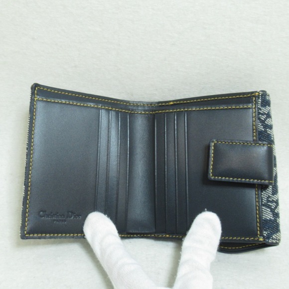 Dior Dior Oblique Canvas Bifold Wallet Navy Canvas Short Wallet - Picture 3 of 6